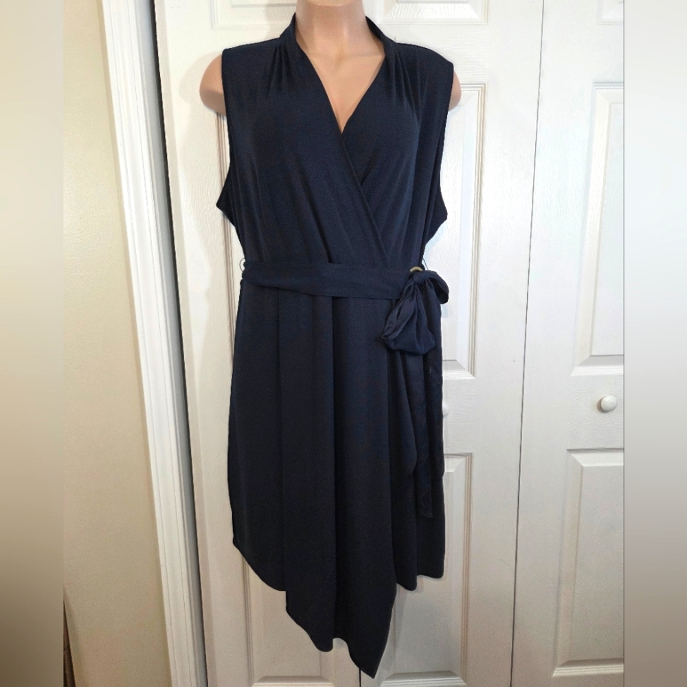 The Limited Faux Wrap Sleeveless Black Knee Length Dress ~ Pre-Owned